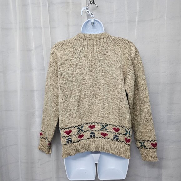 Vintage Eddie Bauer Tan Wool Rocking Horse Sweater Preppy Cabincore M - Picture 7 of 11